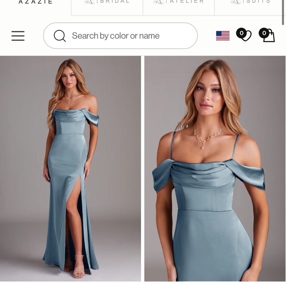 Azazie Saige Dusty Blue Dress - Picture 7 of 7
